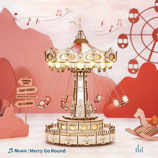 Robotime | ROKR | Magic Amusement Park | Swing Ride | Hobby Kits & DIY Collectibles | 3D Assemble Kits