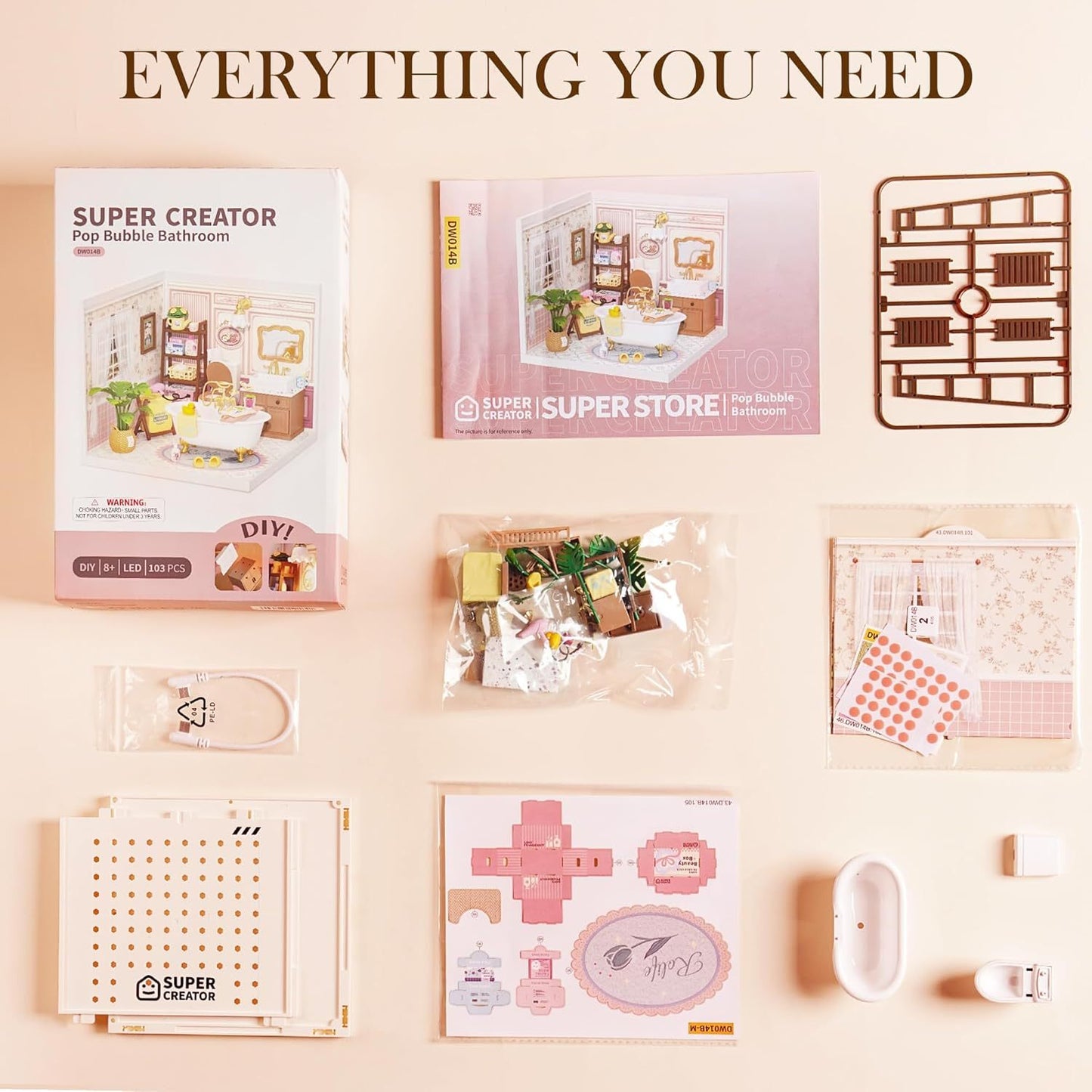 Robotime | Rolife | Super Creator Series | Pop Bubble Bathroom | Miniature & DIY Model Kits