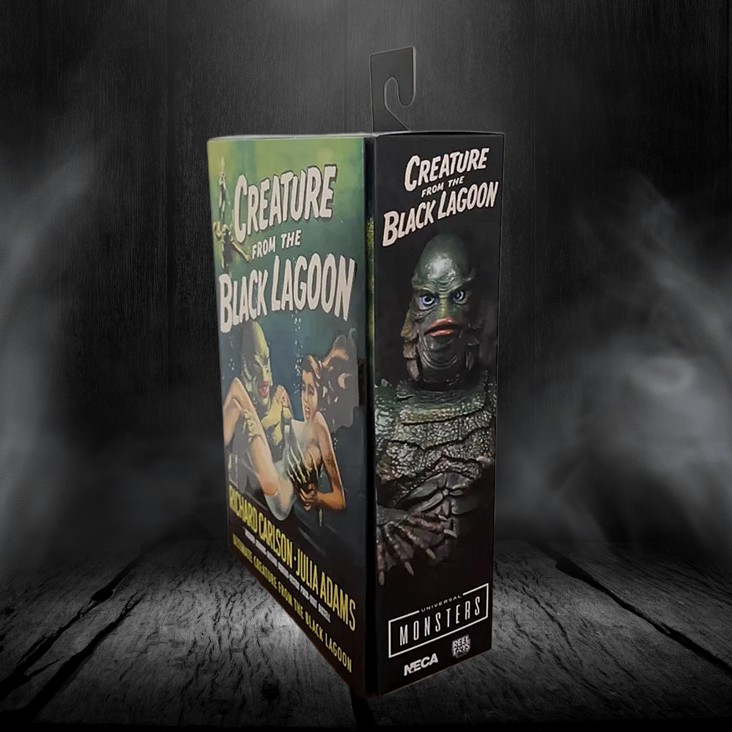 NeCA Creature from the Black Lagoon toy packaging on a dark background