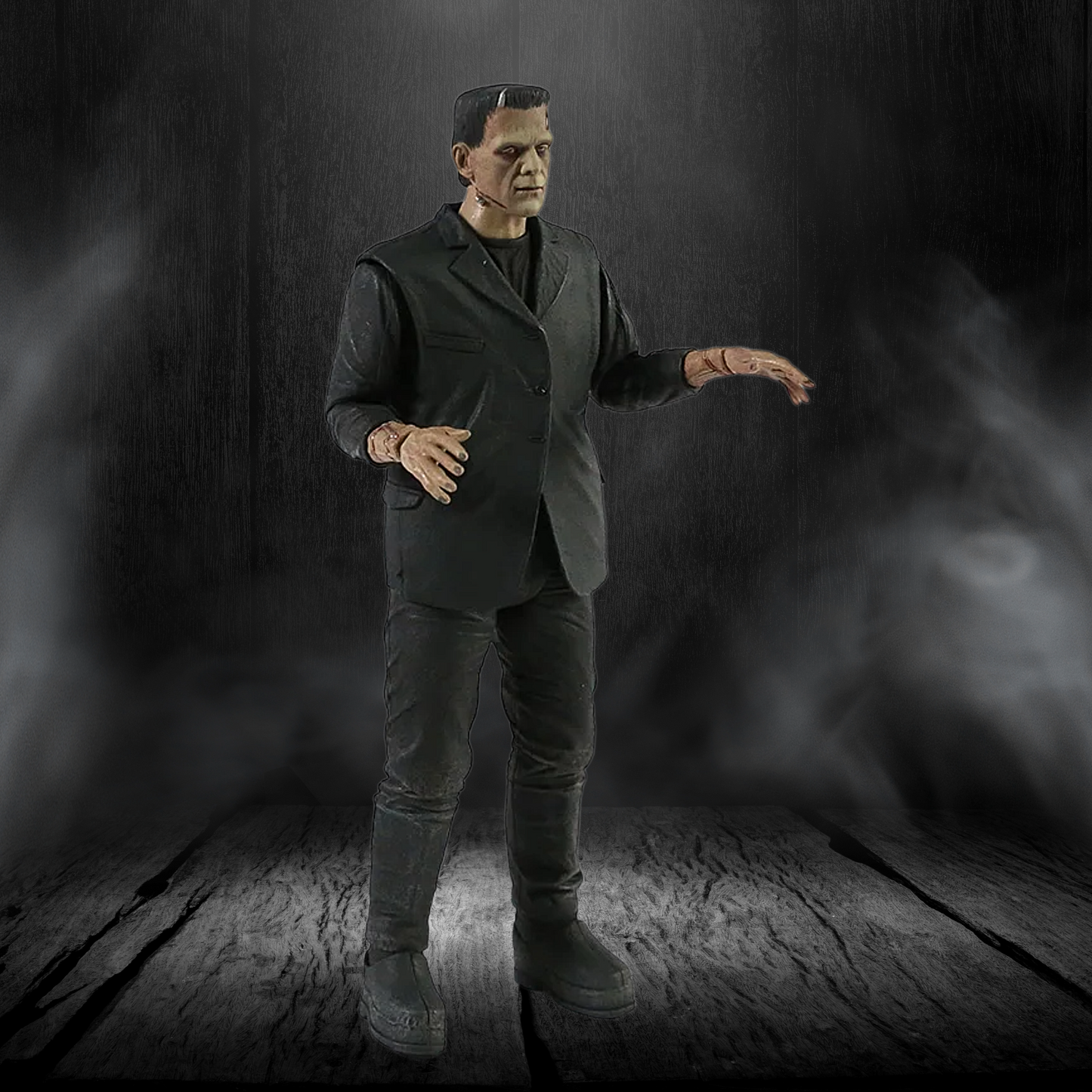 Monster figure in a dark, smoky setting