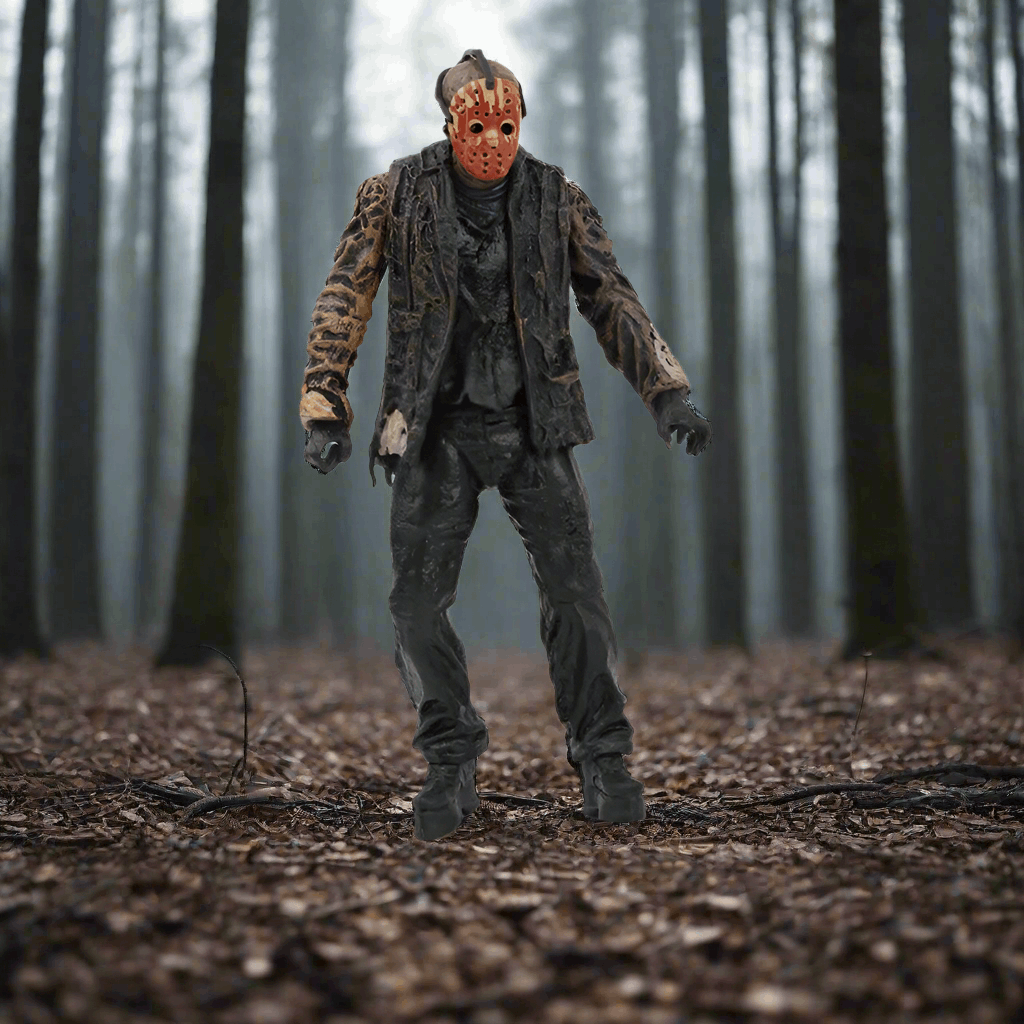 Person in a forest wearing a detailed costume and mask