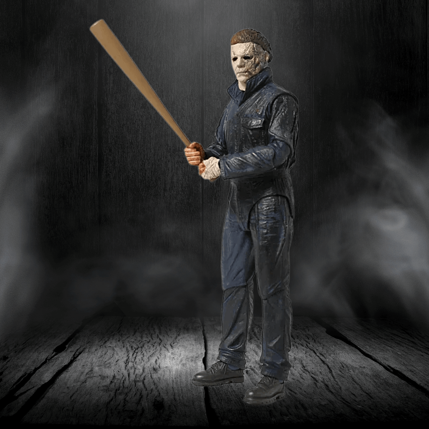 Character holding a baseball bat in a dark, smoky setting