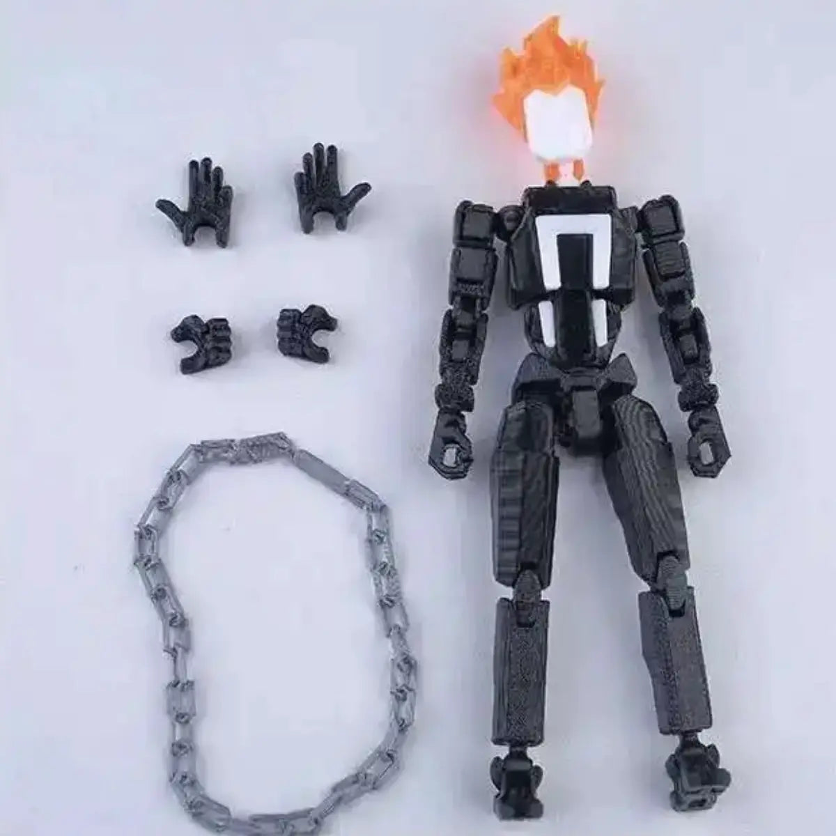 Toy figure with additional parts on a white background