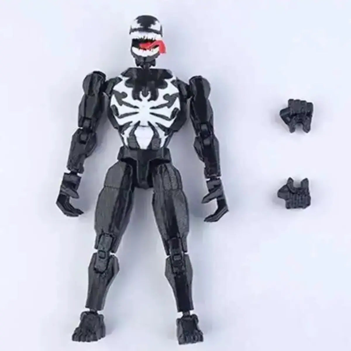 Action figure with a black and white suit on a white background