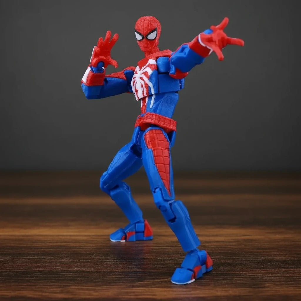 Spider-Man action figure on a metallic background
