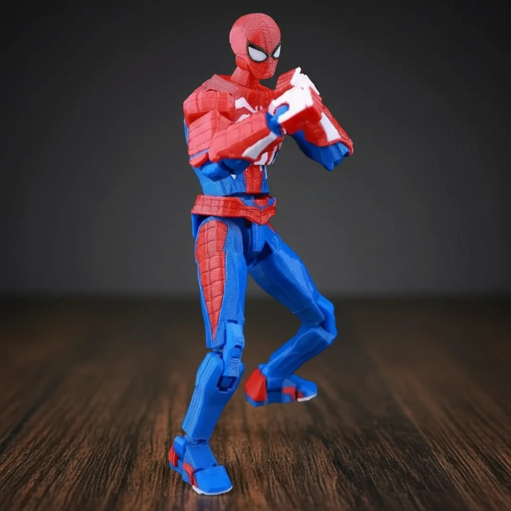 Spider-Man action figure on a textured gray background