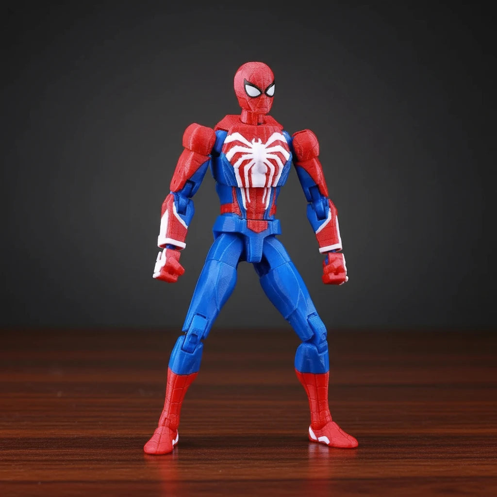 Spider-Man action figure on a textured gray background