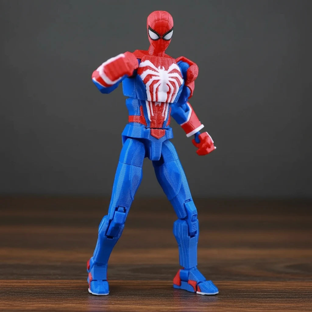 Spider-Man action figure on a textured gray background