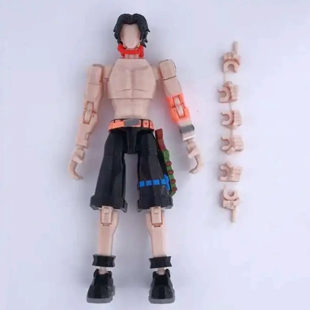 Action figure with detached parts on a white background