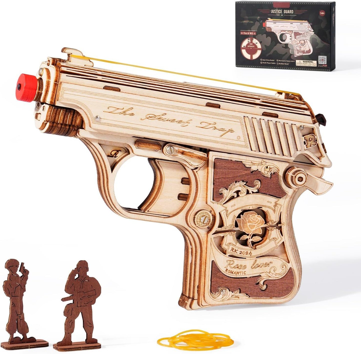 Robotime | ROKR | Justice Guard | Wooden Hand Gun | Hobby Kits & DIY Collectibles | 3D Assemble Kits
