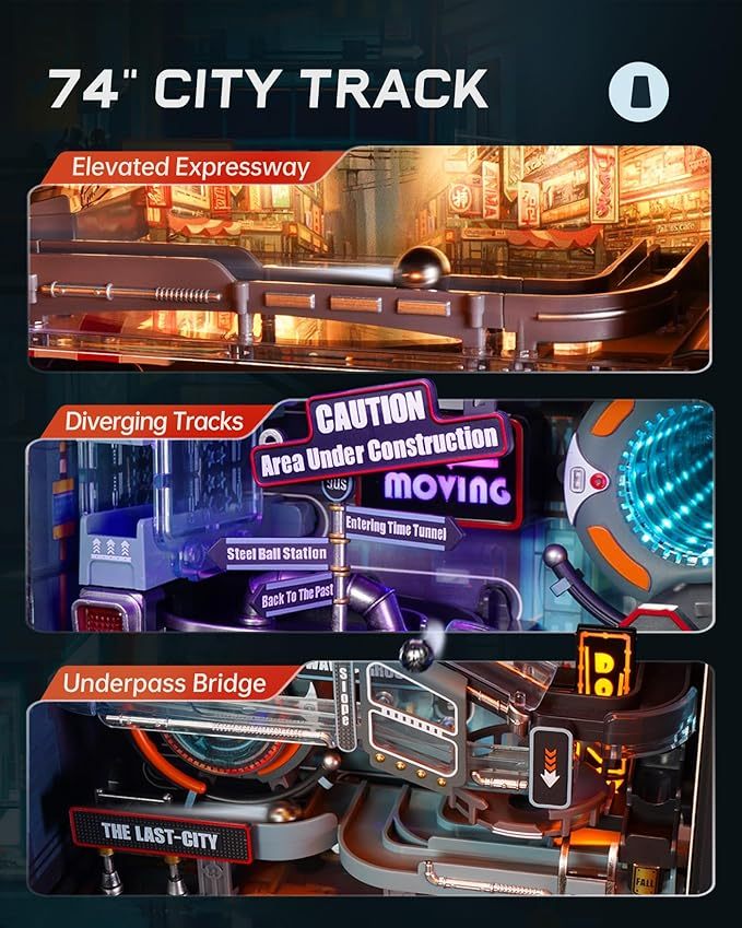 Robotime | ROKR | Last City Marble Run LED Glow In The Dark | Hobby Kits & DIY Collectibles | 3D Assemble Kits