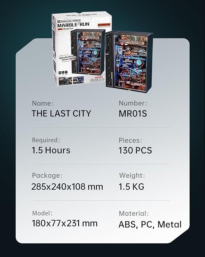 Robotime | ROKR | Last City Marble Run LED Glow In The Dark | Hobby Kits & DIY Collectibles | 3D Assemble Kits