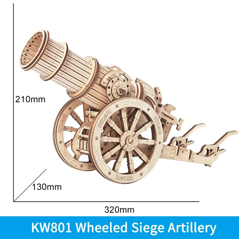 Robotime | ROKR | Medieval Wheeled Cannon | Hobby Kits & DIY Collectibles | 3D Assemble Kits