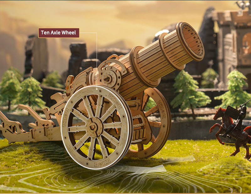 Robotime | ROKR | Medieval Wheeled Cannon | Hobby Kits & DIY Collectibles | 3D Assemble Kits