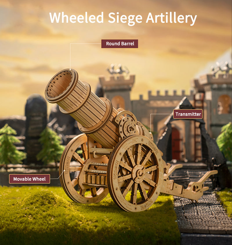 Robotime | ROKR | Medieval Wheeled Cannon | Hobby Kits & DIY Collectibles | 3D Assemble Kits