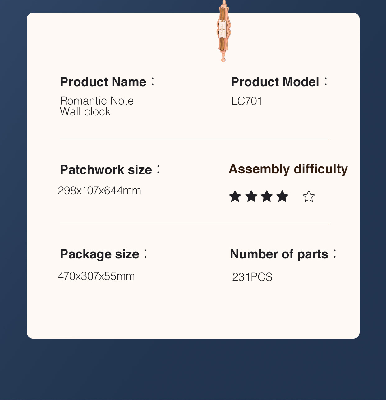 Robotime | ROKR | Time Art | Romantic Notes Wall Clock | Hobby Kits & DIY Collectibles | 3D Assemble Kits