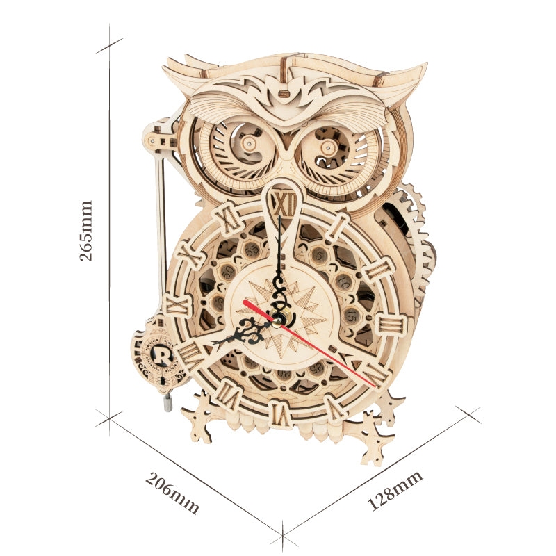 Robotime | ROKR | Wooden Owl Clock | Hobby Kits & DIY Collectibles | 3D Assemble Kits
