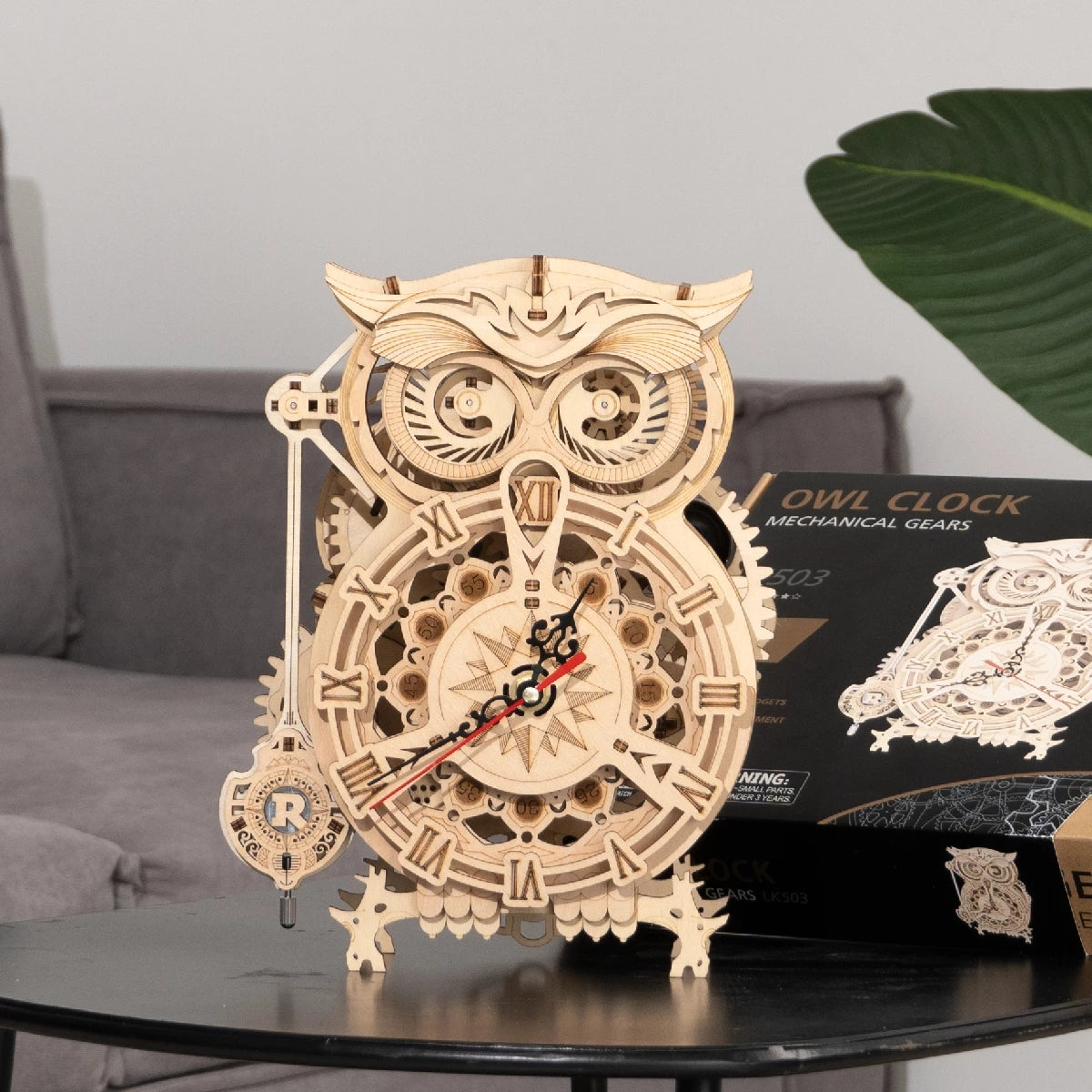 Robotime | ROKR | Wooden Owl Clock | Hobby Kits & DIY Collectibles | 3D Assemble Kits