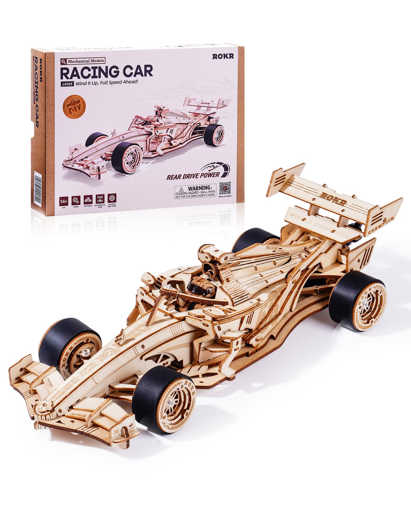 Robotime | ROKR | Wooden Racing Car | Hobby Kits & DIY Collectibles | 3D Assemble Kits