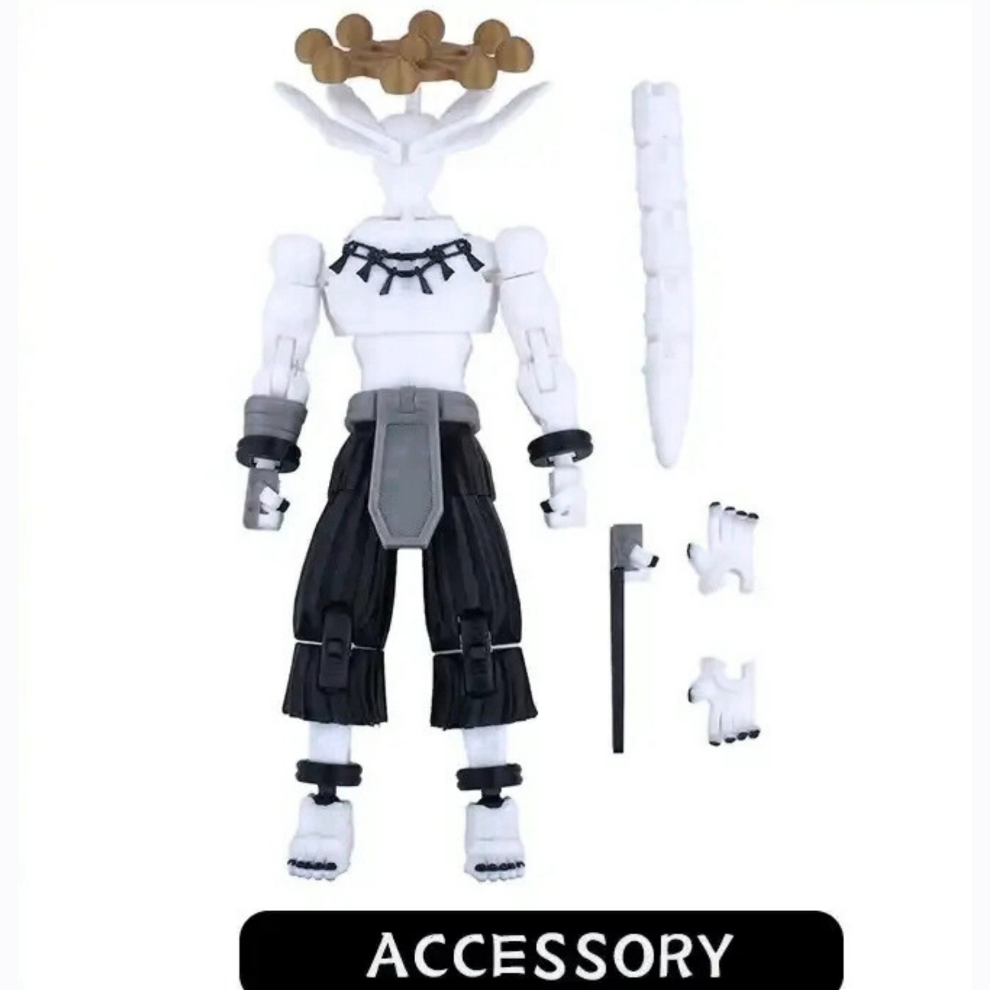 Action figure with accessories on a white background