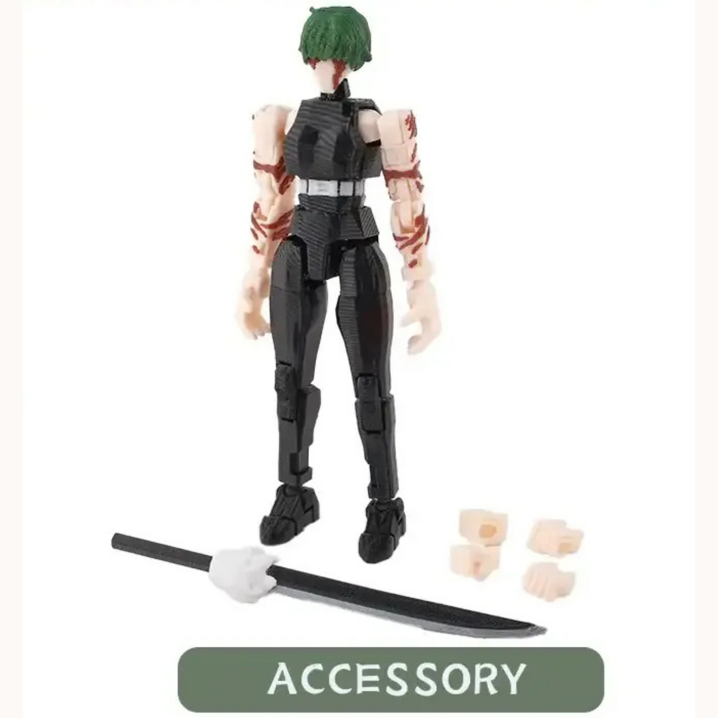 Action figure with accessories on a white background