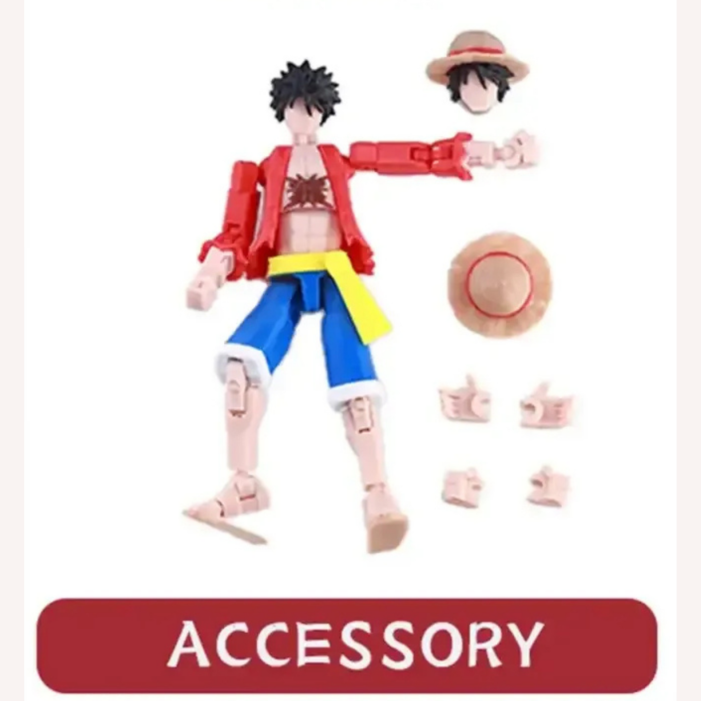Action figure with accessories on a beige background