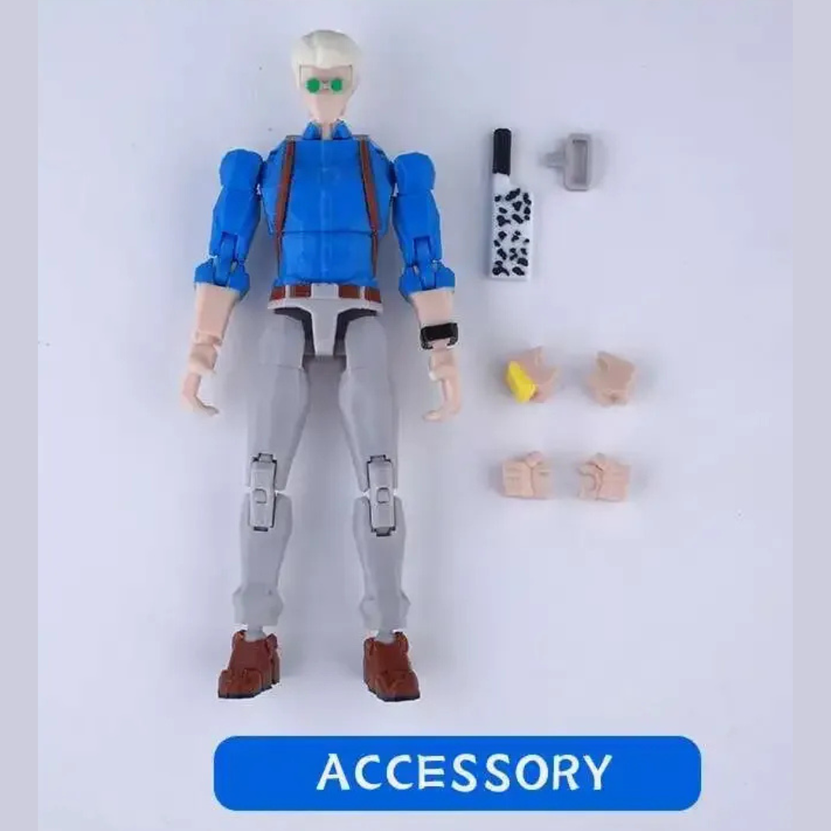 Action figure with accessories on a white background