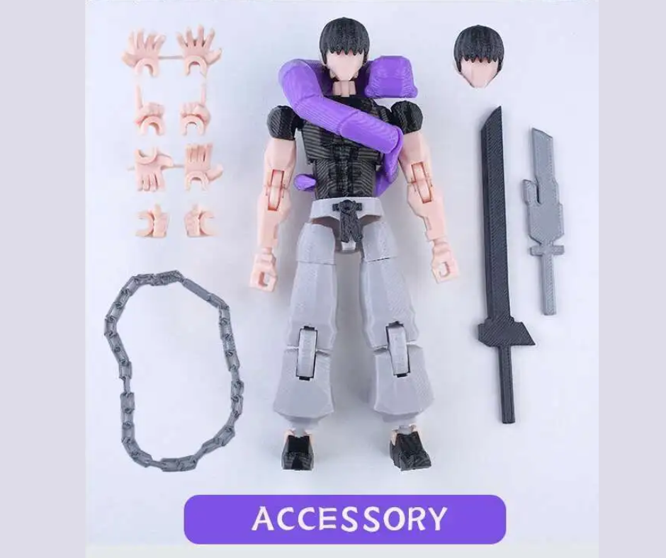 Action figure with accessories on a white background
