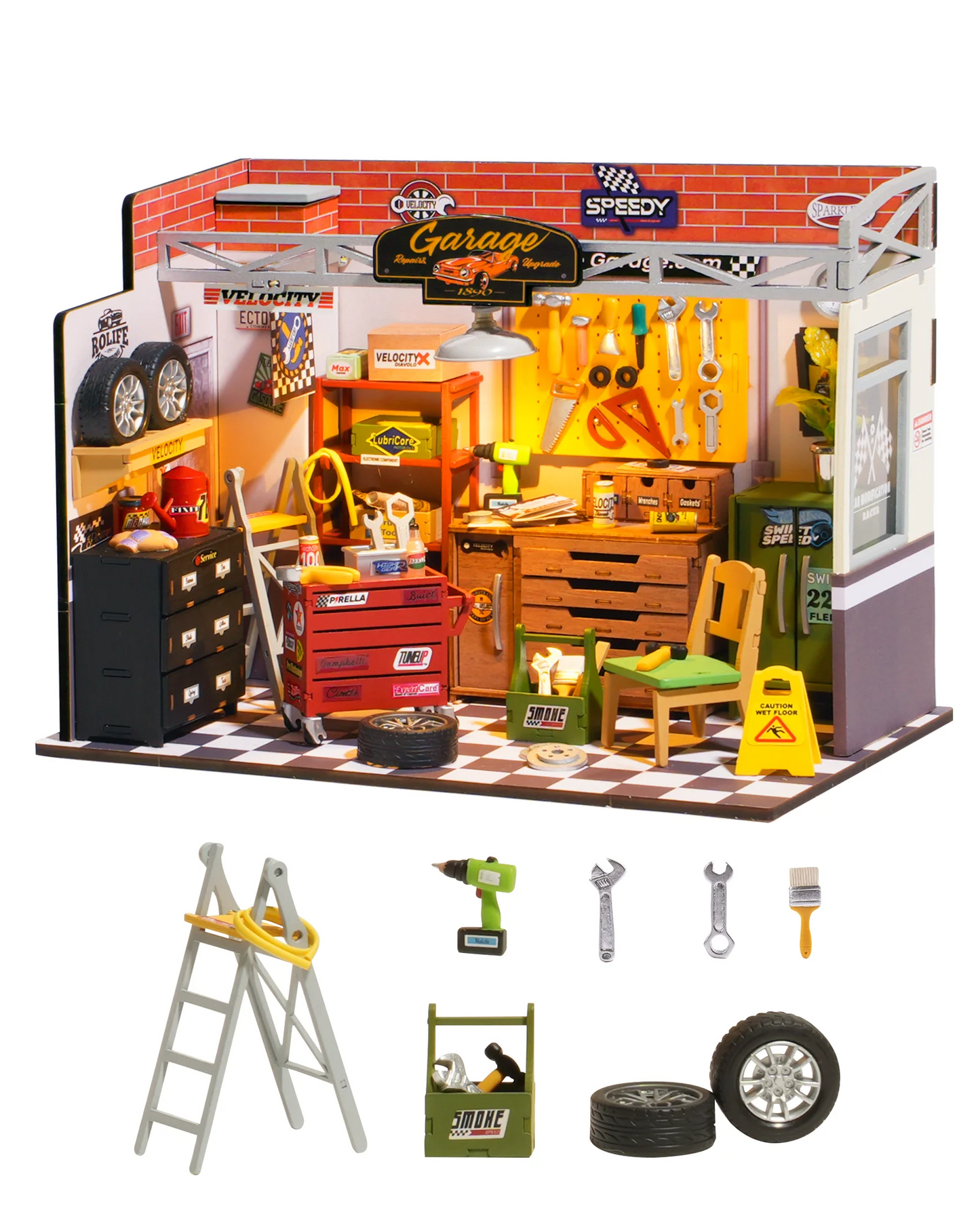 Robotime | Rolife | Miniature House | Garage Workshop With Light | Miniature & DIY Model Kits
