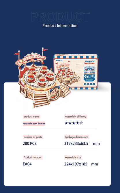 Robotime | ROKR | Magic Amusement Park | Tilt-A-Whirl Music Box | Hobby Kits & DIY Collectibles | 3D Assemble Kits