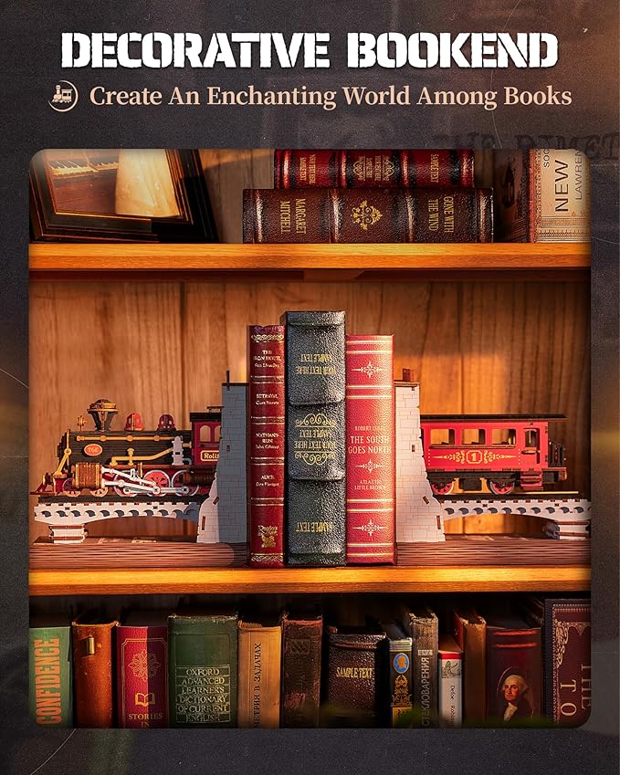 Robotime | Rolife | Book Ends Kit | Century Train | Hobby Kits & DIY Collectibles | 3D Assemble Kits