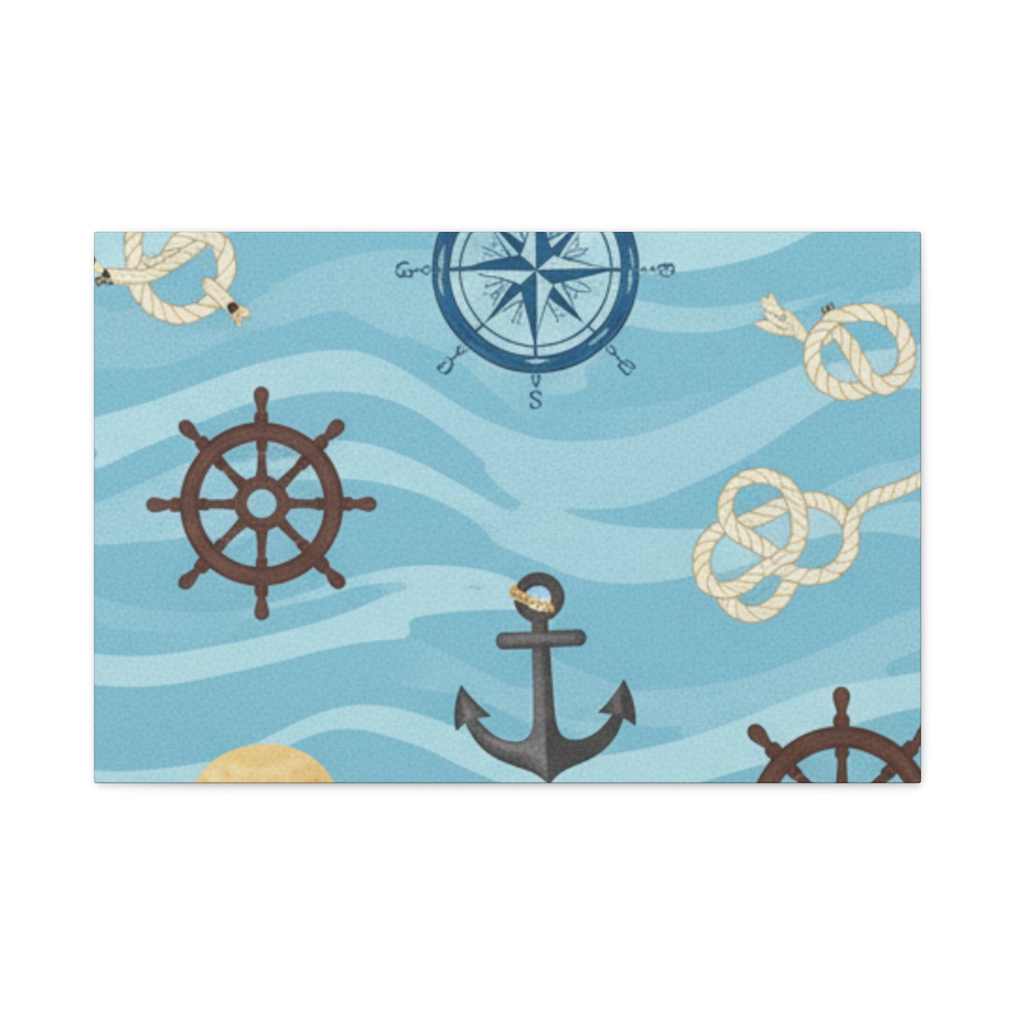 One Piece-Inspired | Blue Nautical Straw Hats | Premium Canvas Wall Art