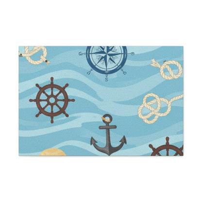 One Piece-Inspired | Blue Nautical Straw Hats | Premium Canvas Wall Art