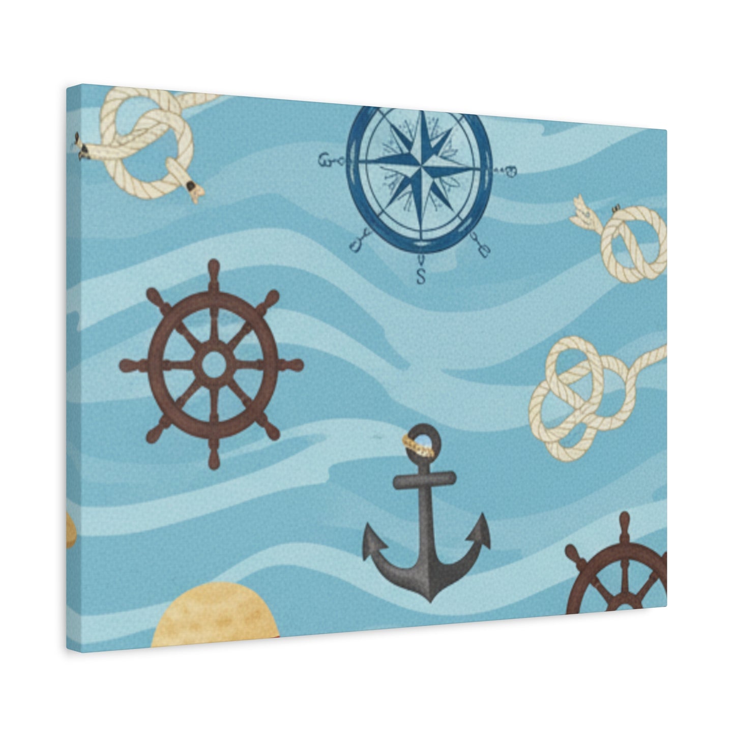 One Piece-Inspired | Blue Nautical Straw Hats | Premium Canvas Wall Art
