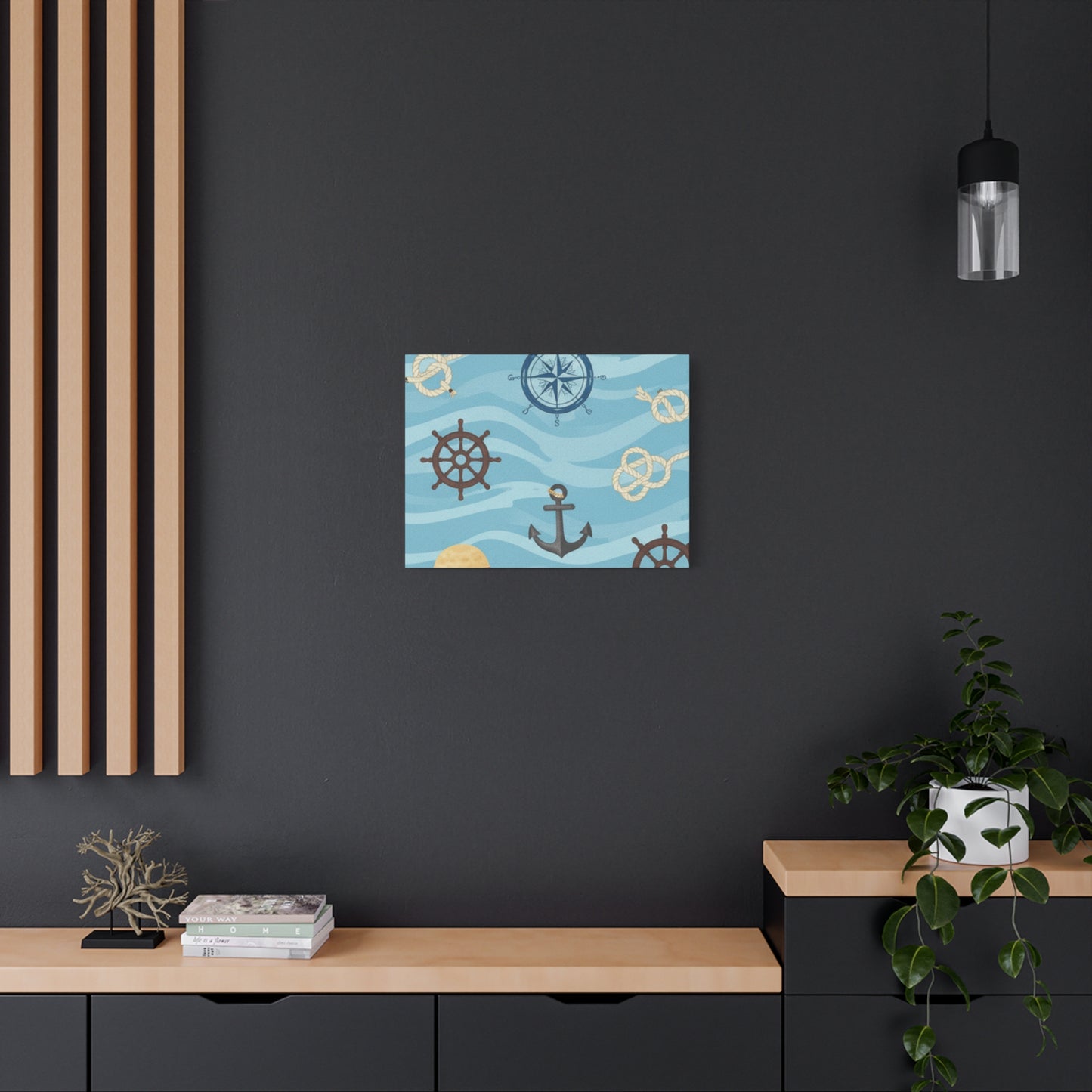 One Piece-Inspired | Blue Nautical Straw Hats | Premium Canvas Wall Art