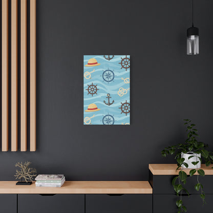 One Piece-Inspired | Blue Nautical Straw Hats | Premium Canvas Wall Art