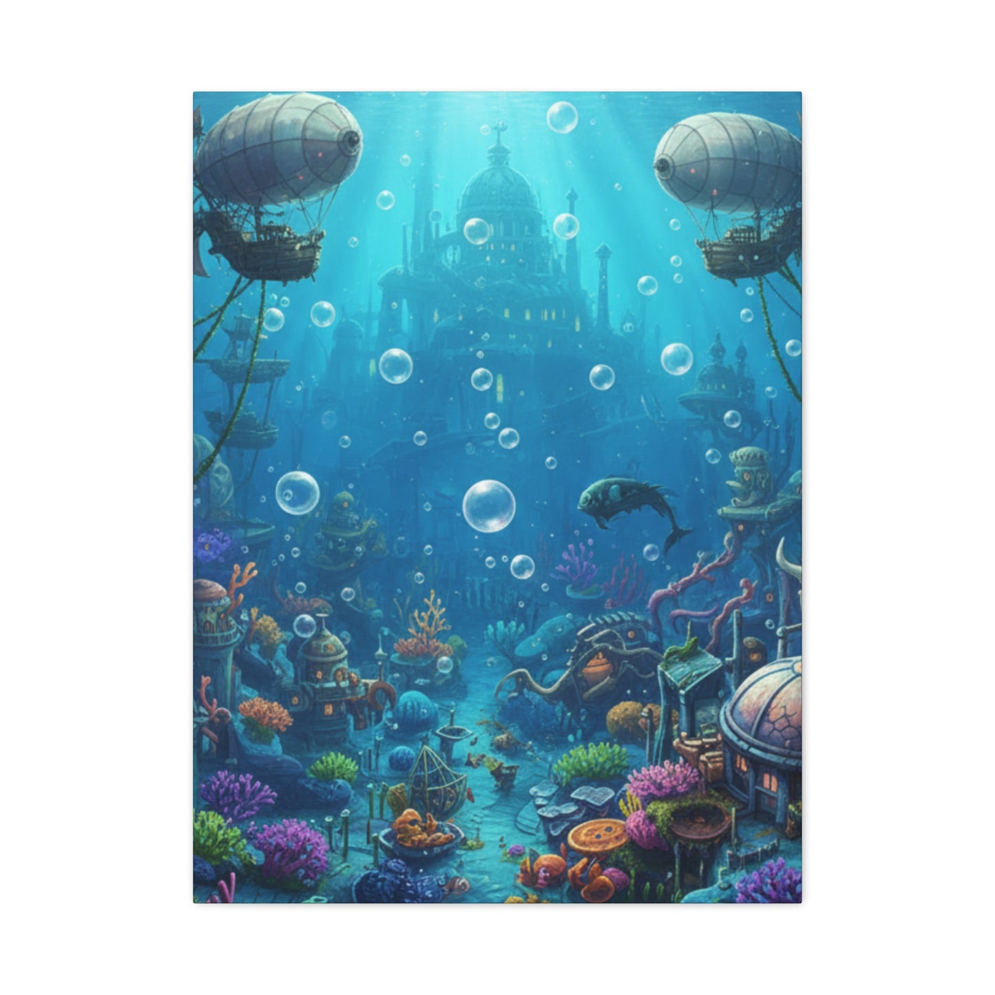 Harbor of Tides | Nautical & Underwater Canvas Poster | Horizontal Wall Art