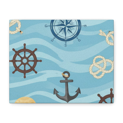 One Piece-Inspired | Blue Nautical Straw Hats | Premium Canvas Wall Art