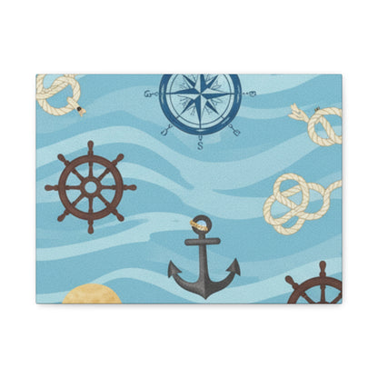 One Piece-Inspired | Blue Nautical Straw Hats | Premium Canvas Wall Art
