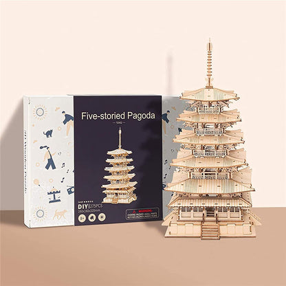 Robotime | Rolife | Five-storied Pagoda | Hobby Kits & DIY Collectibles | 3D Assemble Kits