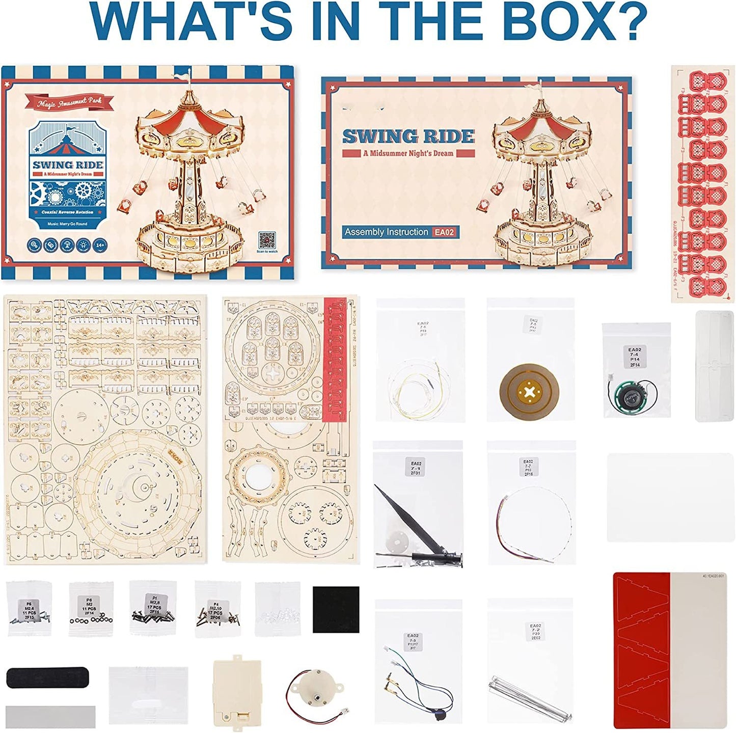 Robotime | ROKR | Magic Amusement Park | Swing Ride | Hobby Kits & DIY Collectibles | 3D Assemble Kits