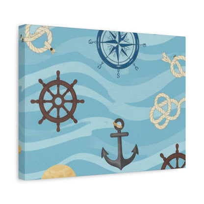 One Piece-Inspired | Blue Nautical Straw Hats | Premium Canvas Wall Art