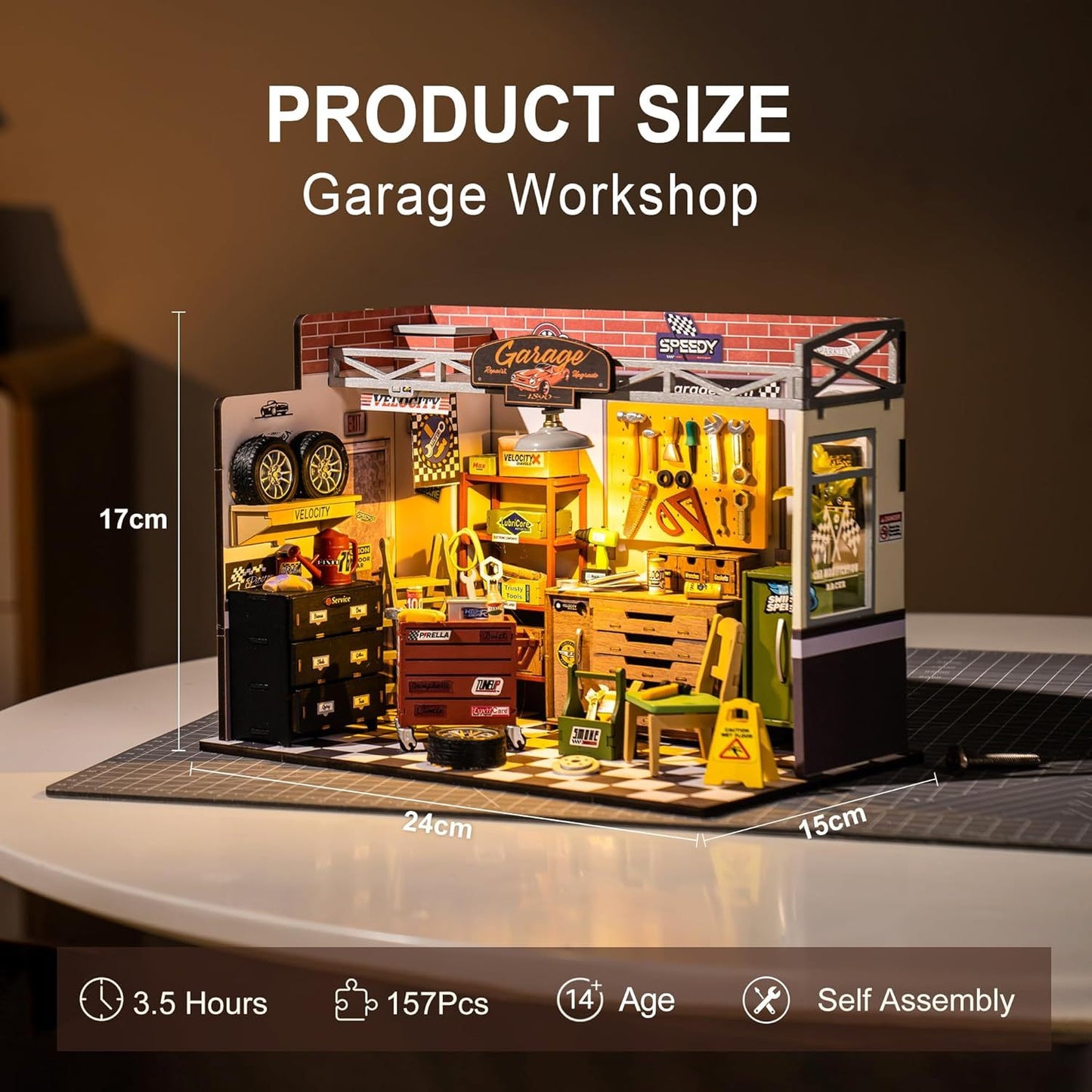 Robotime | Rolife | Miniature House | Garage Workshop With Light | Miniature & DIY Model Kits