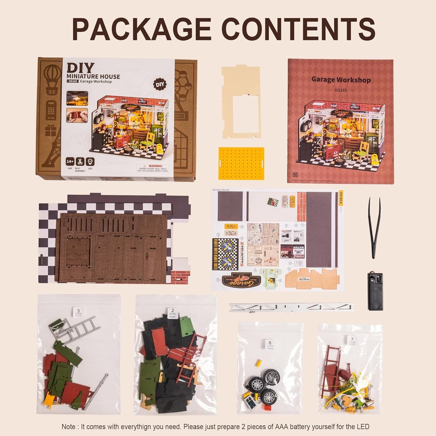 Robotime | Rolife | Miniature House | Garage Workshop With Light | Miniature & DIY Model Kits