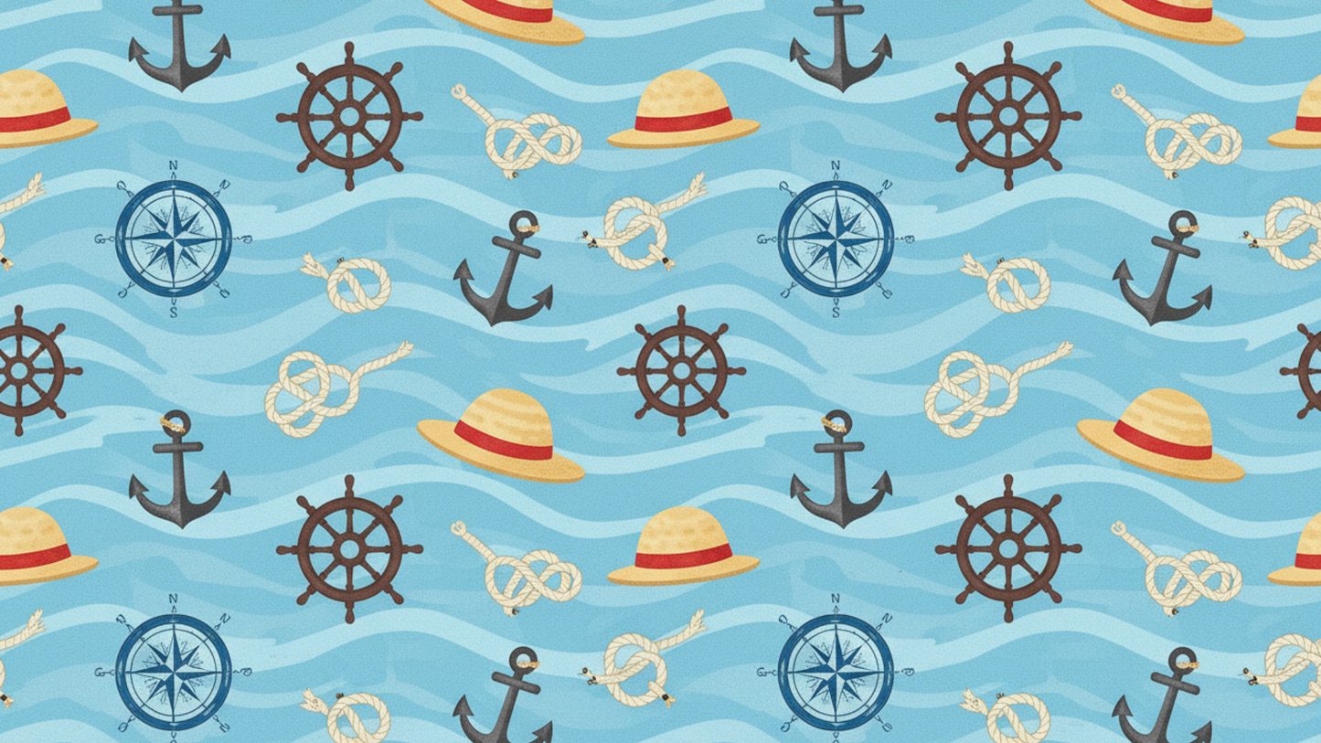 One Piece-Inspired | Blue Nautical Straw Hats | Premium Canvas Wall Art