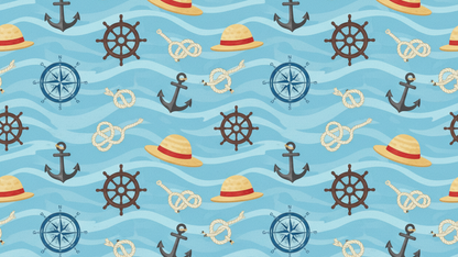 One Piece-Inspired | Blue Nautical Straw Hats | Premium Canvas Wall Art