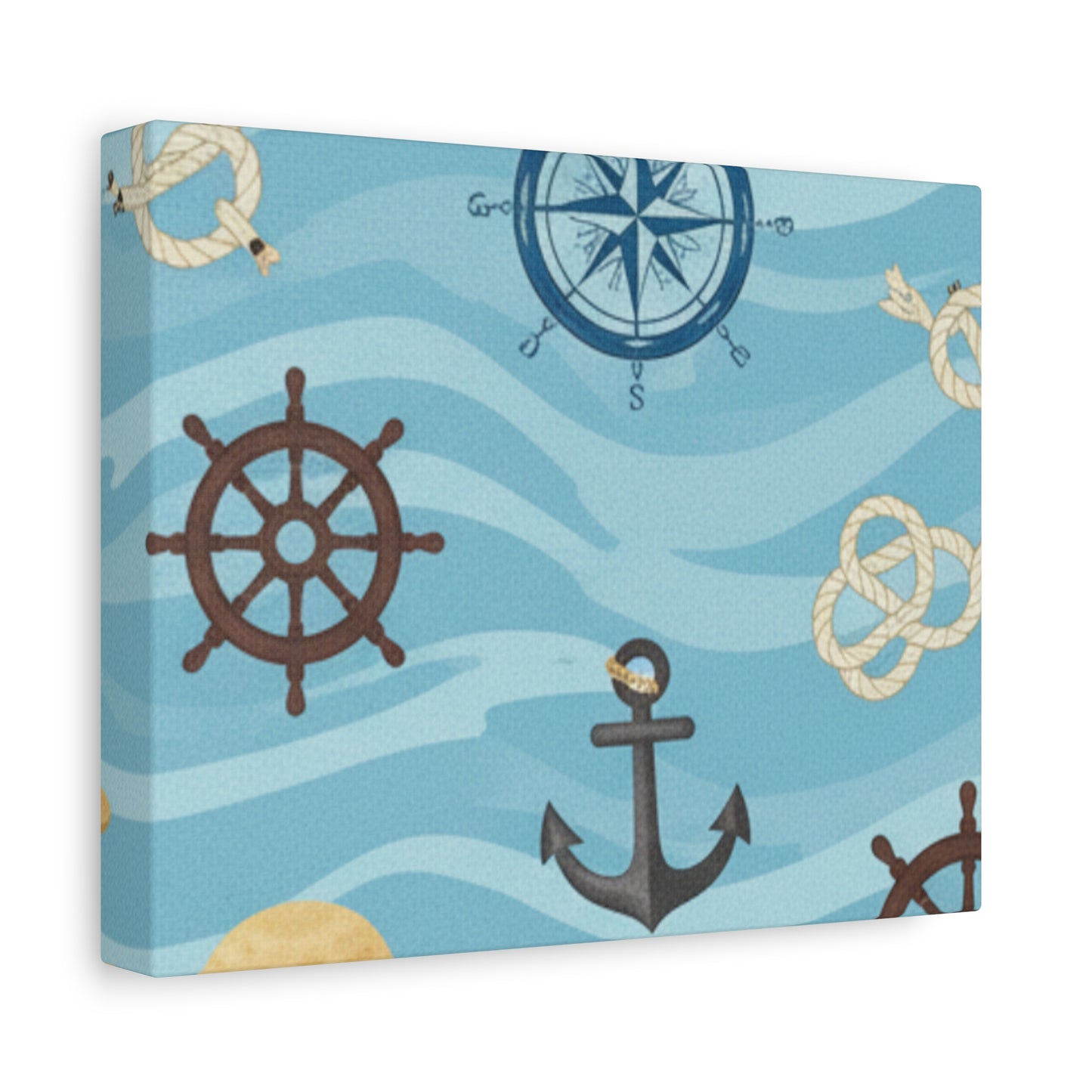 One Piece-Inspired | Blue Nautical Straw Hats | Premium Canvas Wall Art