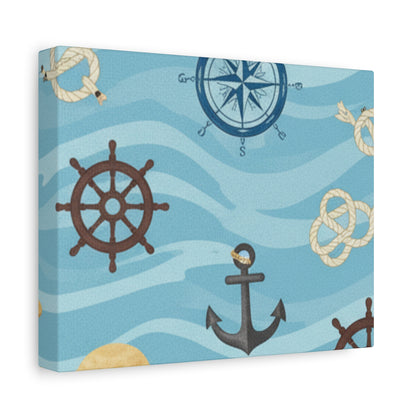 One Piece-Inspired | Blue Nautical Straw Hats | Premium Canvas Wall Art
