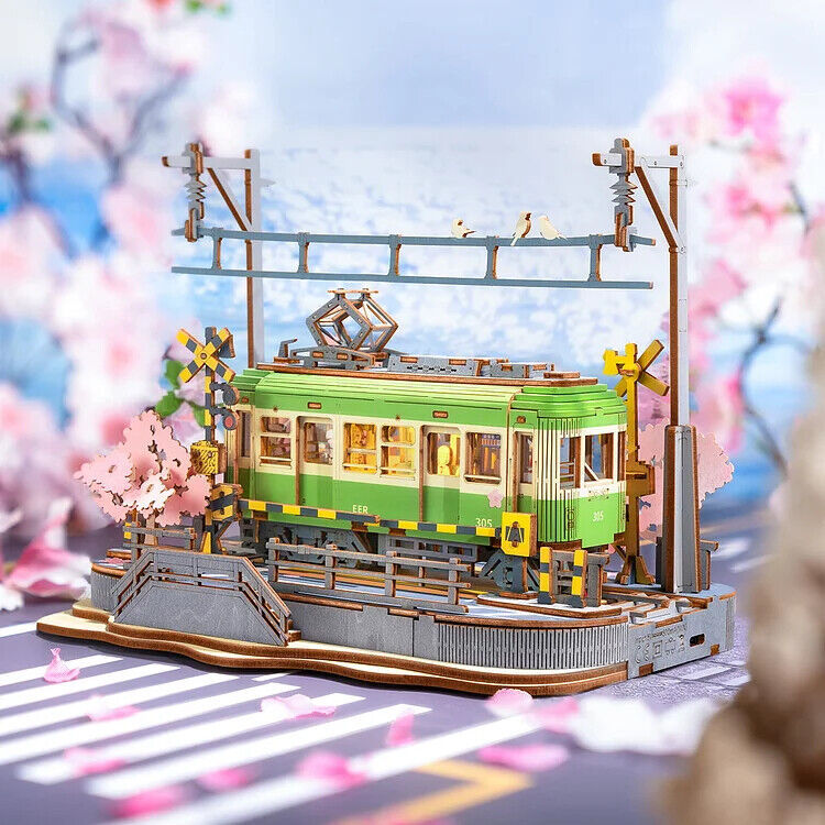 Robotime | Rolife | Sakura Journey Tram Car | Hobby Kits & DIY Collectibles | 3D Assemble Kits