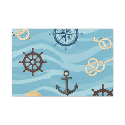 One Piece-Inspired | Blue Nautical Straw Hats | Premium Canvas Wall Art